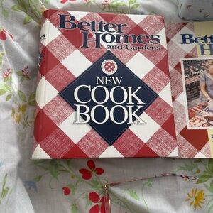 Better Homes And Gardens Red and White Check Cook Book with Navy Badge
